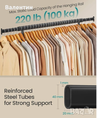 Подвижден щендер за дрехи на колелца, снимка 3 - Други стоки за дома - 53162160