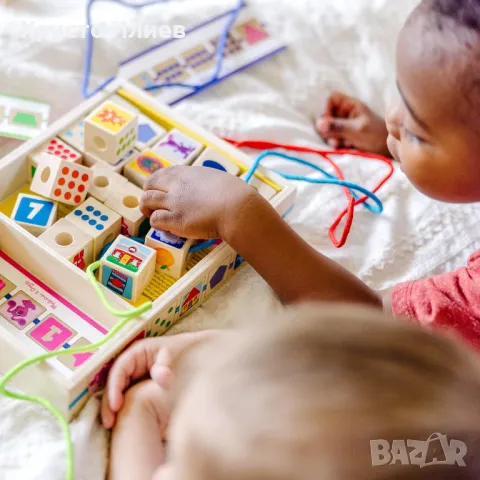 Дървени мъниста за нанизване Melissa & Doug Дървени кубчета Загадките на Блу, снимка 10 - Образователни игри - 49724209