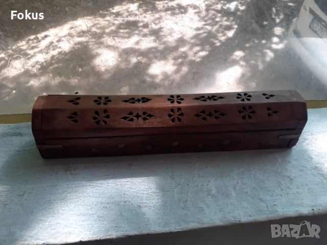 Стара дървена кутия с месинг - ароматизатор, снимка 2 - Антикварни и старинни предмети - 53424656