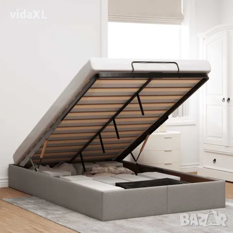 vidaXL Османска рамка за легло без матрак, таупе, 120x200 см, плат, снимка 2 - Спални и легла - 56146988