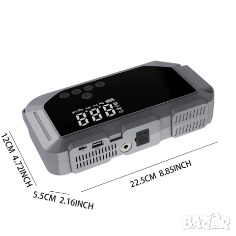 Комбиниран Jump Starter (бичѐ), 12000 mAh, Power Bank, 150 PSI компресор и LED фенер , снимка 2 - Аксесоари и консумативи - 53179776