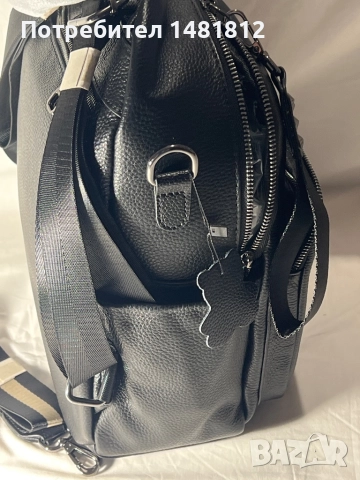 Унисекс естествена кожа черна раница , снимка 5 - Раници - 52975870