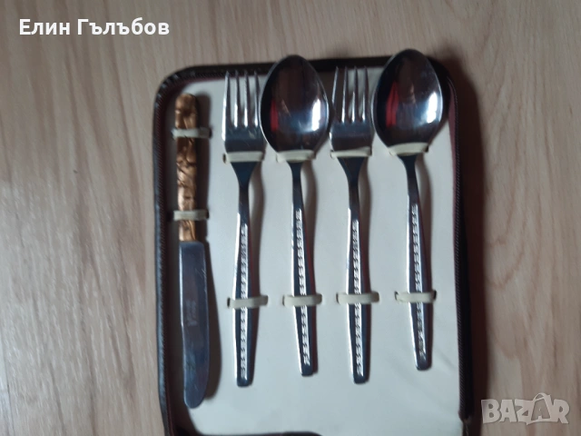 Комплект-вилици,лъжици и нож "ВТ" в стилен несесер,ретро, снимка 8 - Антикварни и старинни предмети - 53258109