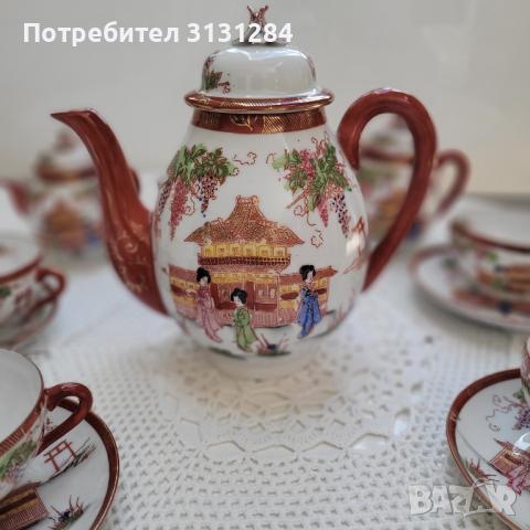 Старинен сервиз за кафе Amari Гейша литофания Япония 30-те, снимка 6 - Други ценни предмети - 44926842