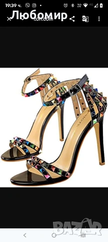 Елегантни дамски сандали с кристали и ток 11 см 38 номер, снимка 6 - Сандали - 53864077