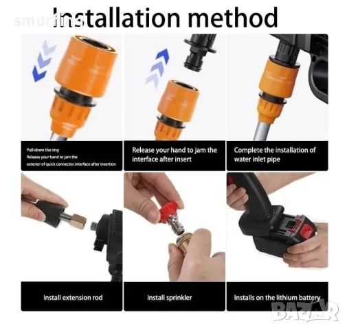 Преносима акумулаторна водоструйка 2000W 90BAR с две батерии, снимка 5 - Други инструменти - 49650700