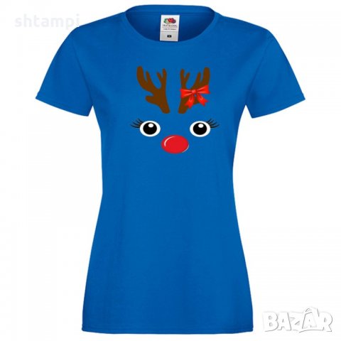 Дамска тениска Коледа DEER FACE LADY, снимка 4 - Тениски - 34691137