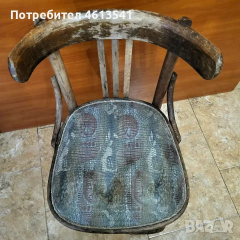 АНТИКА! Перфектен ретро стол ОРИГИНАЛЕН ЕТИКЕТ-ДИП Никос Белоянис Троян, снимка 6 - Антикварни и старинни предмети - 55788535