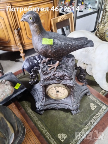 КРАСИВ НАСТОЛЕН ЧАСОВНИК С ГЪЛЪБ. , снимка 3 - Антикварни и старинни предмети - 52119359