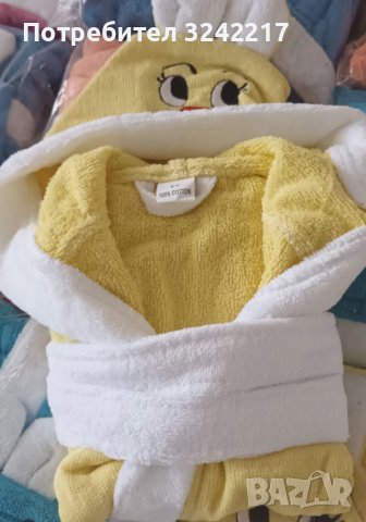 Детски памучни хавлиени халати за баня със качулка от 100% памук., снимка 3 - Хавлии и халати - 40689355