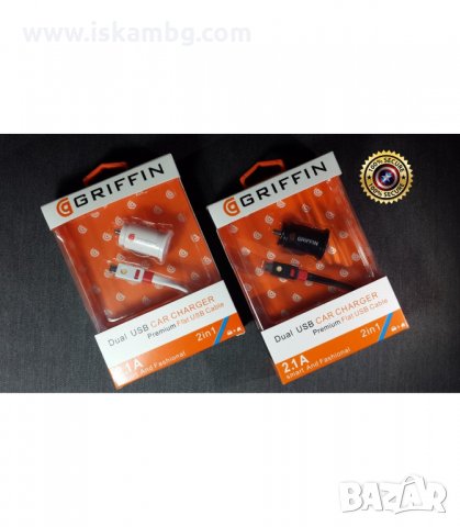 2В1 АДАПТЕР ЗА ЗАПАЛКА С 2БР USB + КАБЕЛ "GRIFFIN" -  код Griffin-1, снимка 4 - Аксесоари и консумативи - 34012604