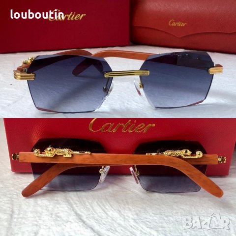 Cartier висок клас слънчеви очила Мъжки Дамски слънчеви с дървени дръжки, снимка 2 - Слънчеви и диоптрични очила - 41949038