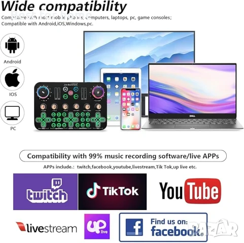 Комплект кондензаторен микрофон ALLWIN K600 XLR с карта за звук на живо, снимка 6 - Микрофони - 50495979