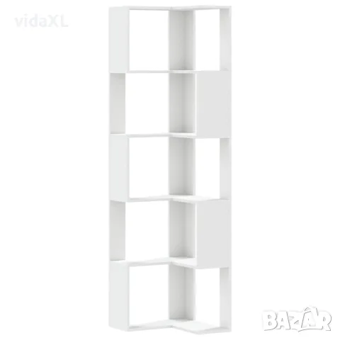 vidaXL Ъглова етажерка 5 нива бял 50x50x179 см инженерно дърво