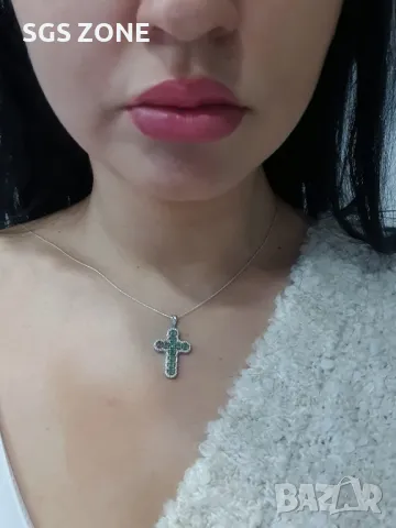 Сребърен Кръст с Рубини, Сапфири, Изумруди, снимка 6 - Колиета, медальони, синджири - 49893309