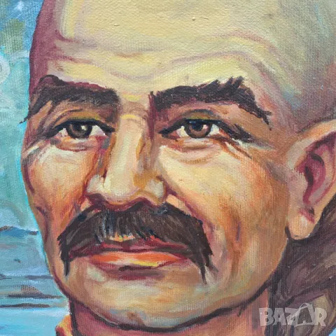 Портрет на Хан Аспару̀х [680г.-700г.]-ръчно рисуван на платно от Люб.Петров 2008г., снимка 2 - Картини - 47776412