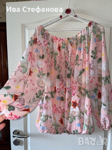 Нов ефирен топ блуза с дълъг ръкав цветя флорален принт ХЛ /2ХЛ , снимка 5 - Блузи с дълъг ръкав и пуловери - 41330456