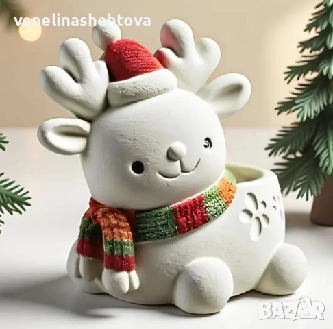 Коледно еленче с шапка шал силиконов молд форма за кашпа кашпи за декорация 