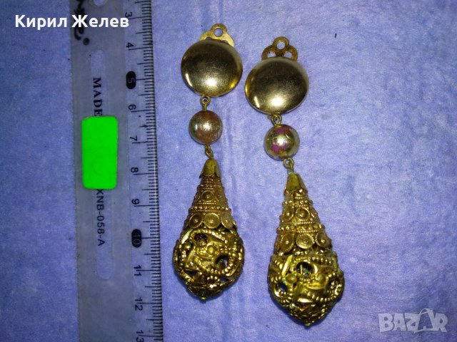 СТАРИ ОРНАМЕНТИРАНИ АЖУРНИ АР НУВО СТИЛ БРОНЗОВИ ОБЕЦИ с ПОЗЛАТА РЕТРО КЛИПС МОДЕЛ 37102, снимка 3 - Антикварни и старинни предмети - 40684798