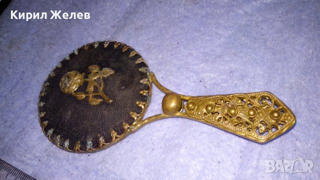 СТАРИННО РУСКО КРИСТАЛНО ОГЛЕДАЛЦЕ БРОНЗ ФИЛИГРАН РЕТРО ОРНАМЕНТИКА ПОЗЛАТА 34022