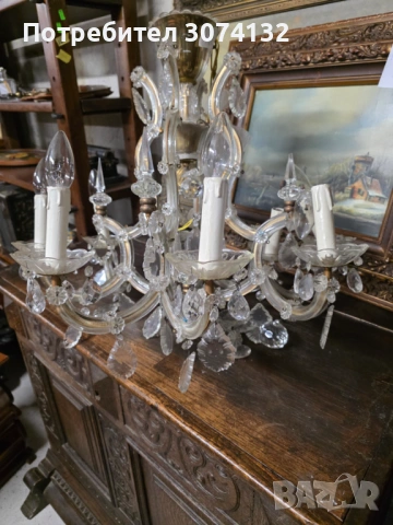 Голям кристален полилей кралица Елизабет, снимка 2 - Полилеи - 53650282