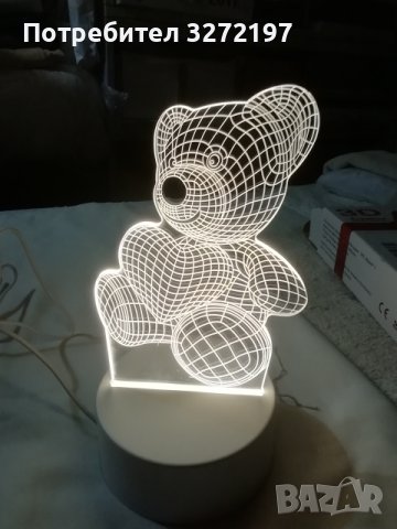 Холограмна 3D LED лампа Мече ,USB, снимка 6 - Настолни лампи - 41714279