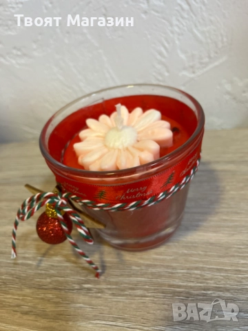 Коледна свещ в стъклена чаша – Изискана декорация за празника, снимка 9 - Коледни подаръци - 52681257