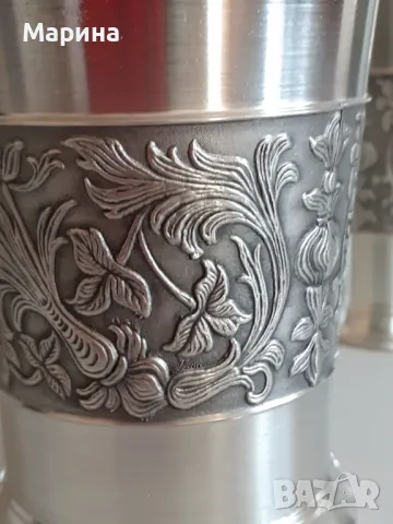 Немски чаши за вино от калай, 250 мл, Antik*Vintage#17, снимка 4 - Антикварни и старинни предмети - 47605893