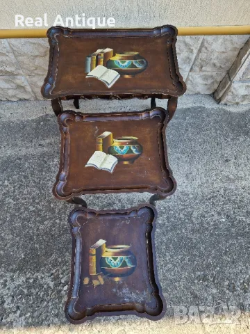 К- т от три броя антикварни дървени масички