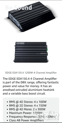 4 канален Усилвател EDGE EDA 4.150 клас АБ , снимка 9 - Ресийвъри, усилватели, смесителни пултове - 53688105