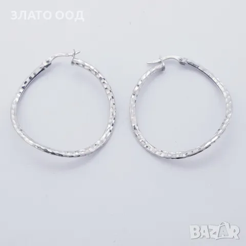 Златни обеци халки от бяло -14К, снимка 9 - Обеци - 39965773