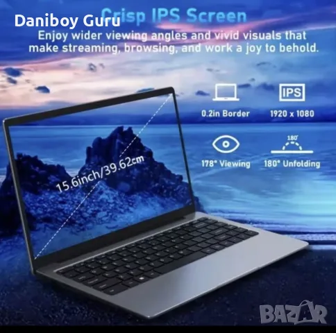 Windows11,  15,6 IPS , RAM 16 gb, SSD 128 gb, Intel Celeron N5095, снимка 6 - Лаптопи за дома - 55795615