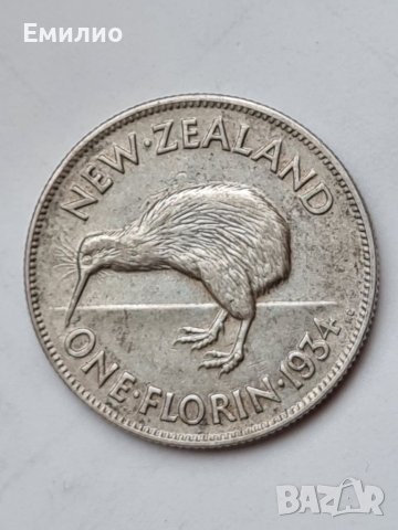 SCARCE. NEW ZEALAND 🇳🇿 ONE FLORIN 1934, снимка 3 - Нумизматика и бонистика - 40894641