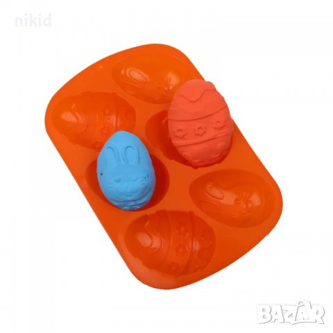 6 големи яйца яйце силиконов молд форма гипс сапун шоколад декор, снимка 4 - Форми - 39643313