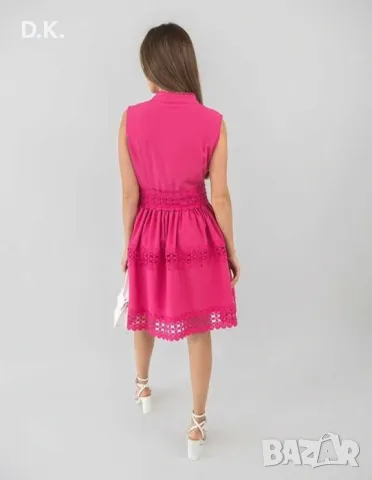 🎀 Нова 🎀 Цикламена рокля с дантела М, снимка 3 - Рокли - 48659102