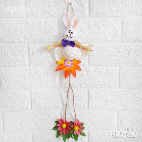 2740 Великденска украса Малко зайче с шапка и висулка, снимка 6 - Декорация за дома - 36085004