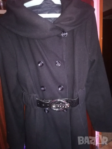 Черно палто яка тип шал, снимка 3 - Палта, манта - 52805698