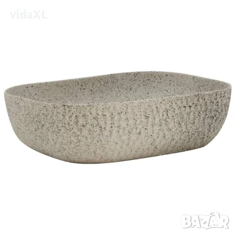 vidaXL Мивка за плот, сив, правоъгълна, 48x37,5x13,5 см, керамика