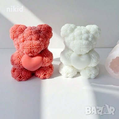 3d Мече от рози със сърце силиконов молд форма фондан шоколад гипс смола свещ сапун декор, снимка 3 - Форми - 44151693