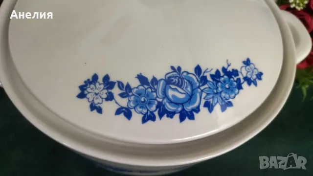 Съпник със сини цветя на Китка Нови пазар, снимка 4 - Чинии - 50417151