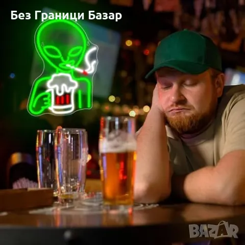 Нова Неонова светлина Alien LED за стена – декор за бар, игрална стая, снимка 5 - Декорация за дома - 47275437