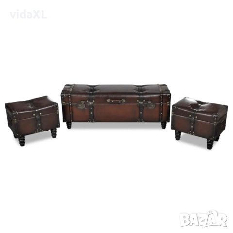 vidaXL Комплект пейки за съхранение, кафяви, 3 бр(SKU:240551)