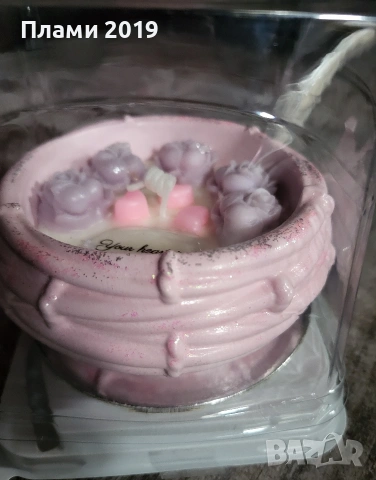 Ръчно изработена керамика с ароматна свещ със соев восък , снимка 2 - Други - 53653350