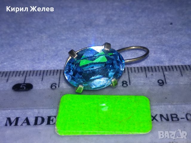 СКЪПОЦЕННА СРЕБЪРНА РЕТРО ОБЕЦА СРЕБРО 925 АНГЛИЯ с ГОЛЯМ ЮВЕЛИРНО ФАСЕТИРАН СИН ЦИРКОНИЙ 31234, снимка 14 - Обеци - 40759736