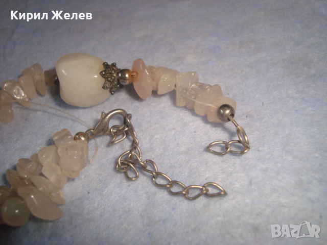 ХЕНД-МЕЙД АРТ МОДНА ГРИВНА от ПОЛУСКЪПОЦЕННИ КАМЪНИ РОЗОВ и МЛЕЧЕН КВАРЦ 26133, снимка 5 - Гривни - 36359467