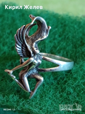 Дизайнерски сребърен пръстен с ФЕЯ майсторска ръчна изработка 27705, снимка 2 - Пръстени - 52925708