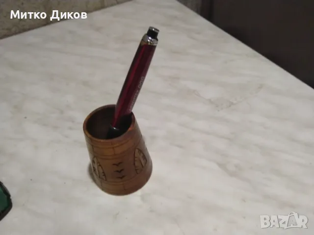 Дървена поставка за моливи или друго Н-73мм и Фи горе 43мм и долу 58мм отлична, снимка 6 - Декорация за дома - 48998181