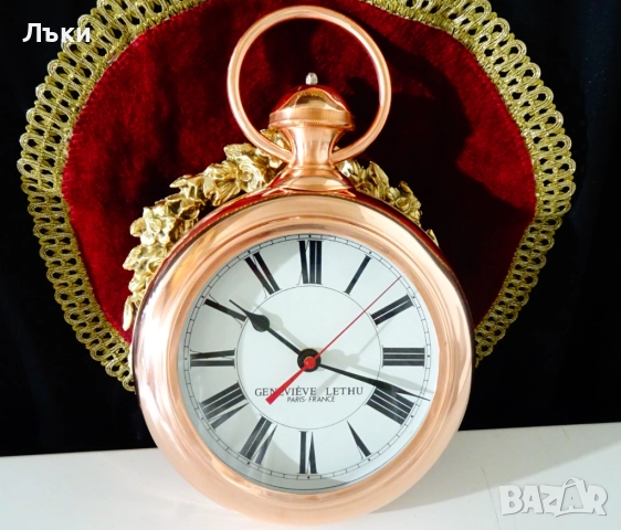 Стенен часовник Genevieve Lethu,чиста червена мед. , снимка 6 - Антикварни и старинни предмети - 52900277