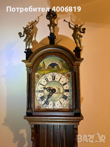 Античен,стенен-Фрезийски часовник,тъмен орех 1950-1960г.с махало, снимка 4 - Стенни часовници - 50571193