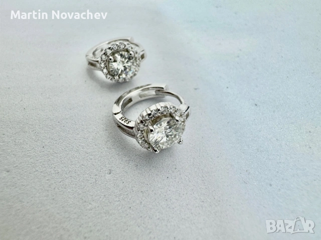Сребърни обеци с мойсанит (Диамант) 0.5 карата, снимка 6 - Обеци - 53647946